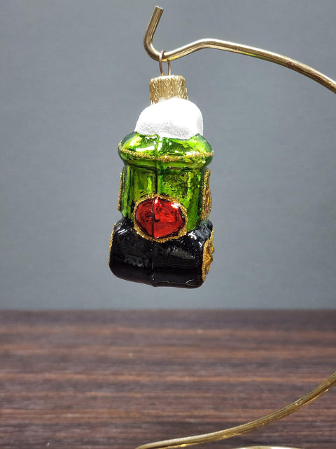 Hand Decorated Glass Keepsake Ornament - Charming Train Design