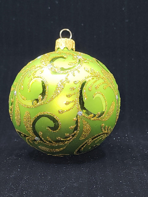 Green Blown Glass Ornament - Handcrafted - Hand Made - Modern Design