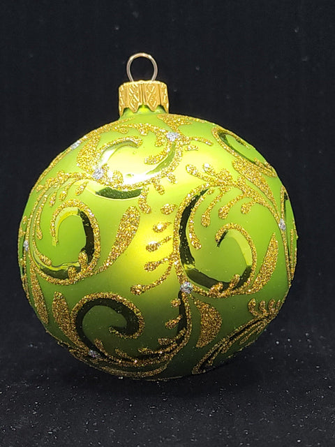 Green Blown Glass Ornament - Handcrafted - Hand Made - Modern Design