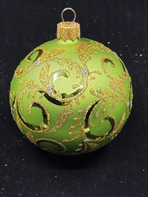 Green Blown Glass Ornament - Handcrafted - Hand Made - Modern Design