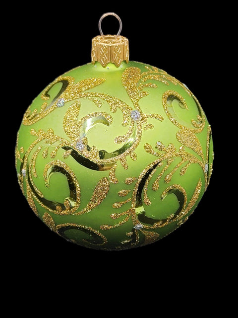 Green Blown Glass Ornament - Handcrafted - Hand Made - Modern Design