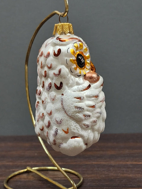 Hand Decorated Glass Keepsake Ornament - Charming Owl With Flute Design