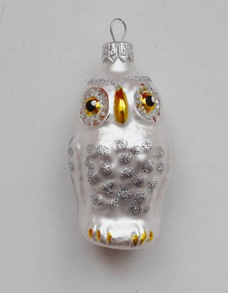 Hand Decorated Glass Keepsake Ornament - Charming White Owl Design