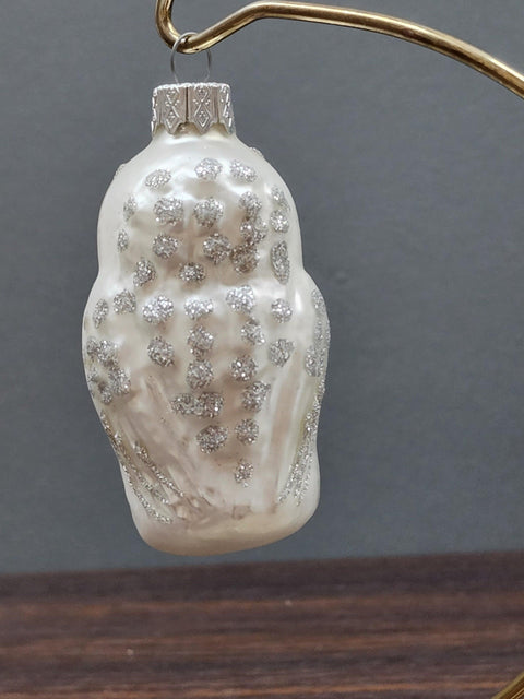 Hand Decorated Glass Keepsake Ornament - Charming White Owl Design