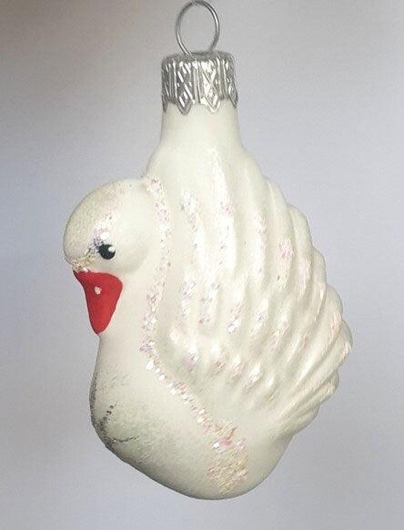 Hand Decorated Glass Keepsake Ornament - Charming White Swan Design