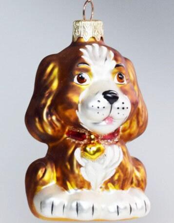 Hand Decorated Glass Keepsake Ornament - Charming Dog N Collar Design