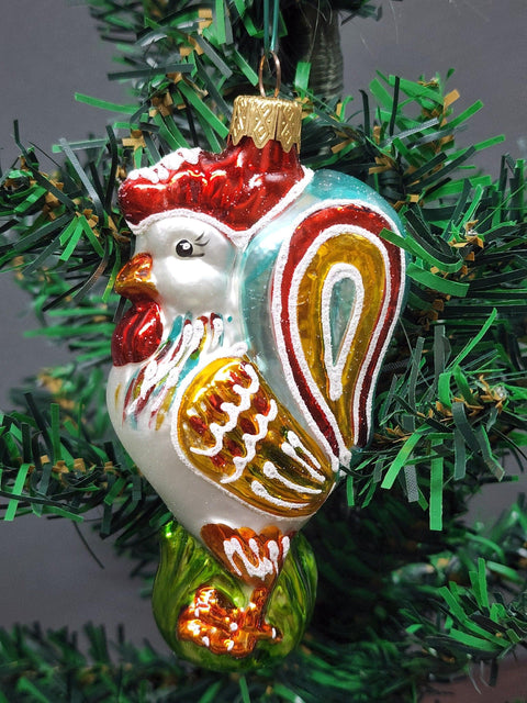 Rooster Glass Shape Ornament