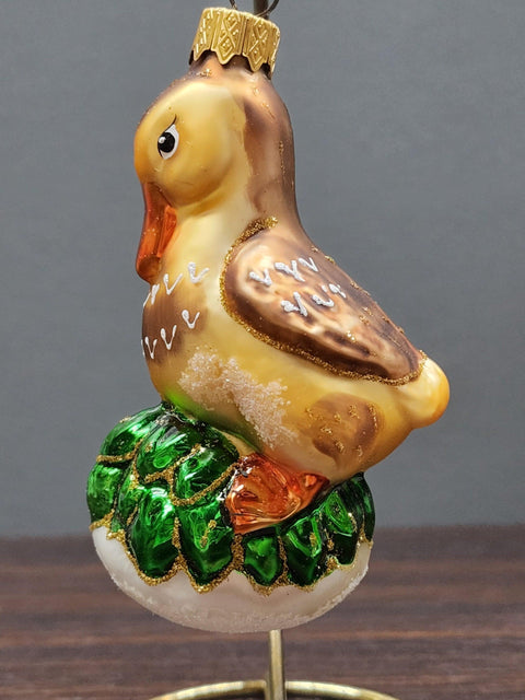 Hand Decorated Glass Keepsake Ornament - Charming Duck Design