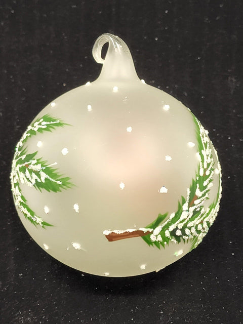 Frosted Blown Glass Ornament - Handcrafted - Red Cardinal Design