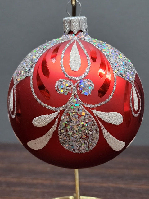 Red Blown Glass Ornament - Handcrafted - Bumble Bee Design