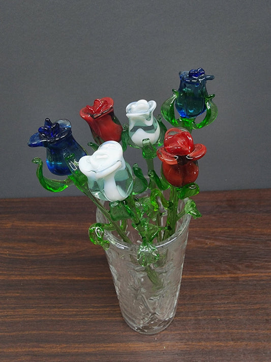 Medium Stem Glass Flower Rose