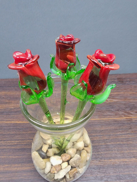 Short Stem Glass Flower Rose