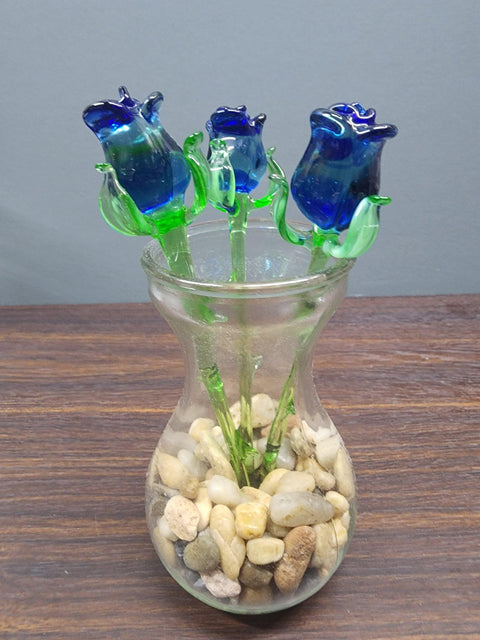 Short Stem Glass Flower Rose