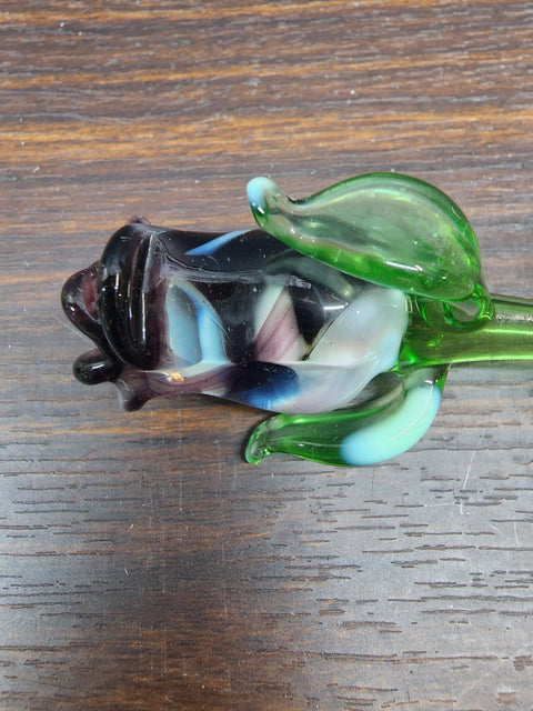 Purple Glass Rose - Handcrafted Short Stem Flower