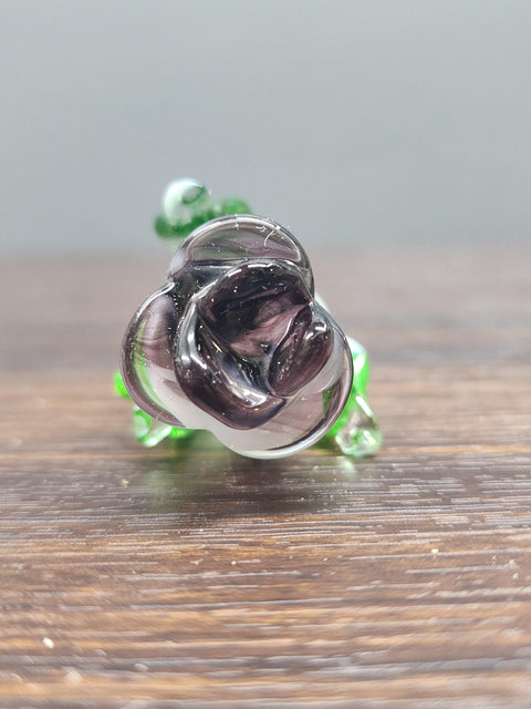 Purple Glass Rose - Handcrafted Short Stem Flower