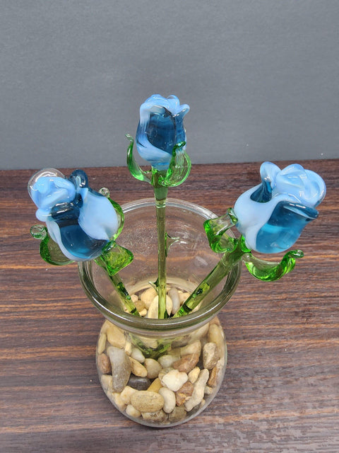 Short Stem Glass Flower Rose