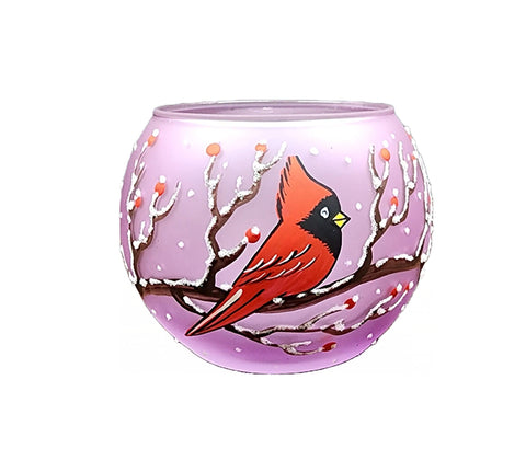 Glass Candle Holder Cardinal Design