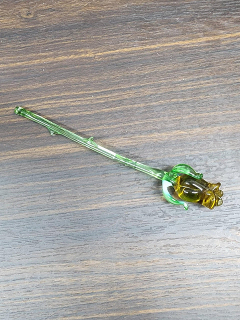 Amber Glass Rose - Handcrafted Short Stem Flower