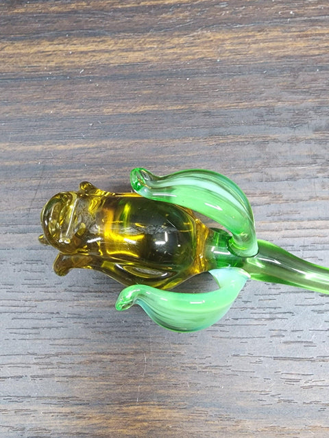 Amber Glass Rose - Handcrafted Short Stem Flower