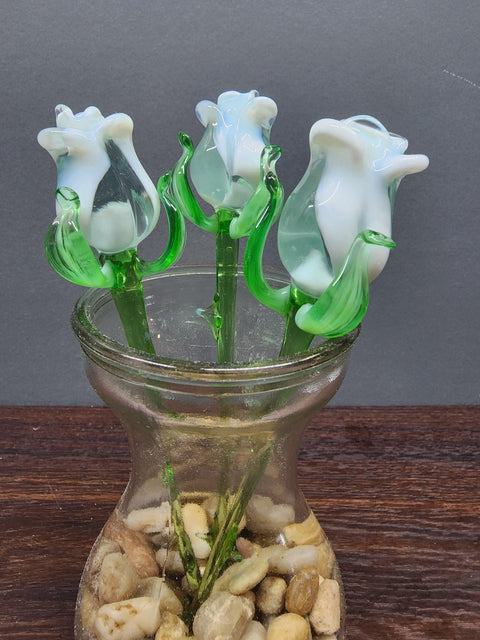 Short Stem Glass Flower Rose