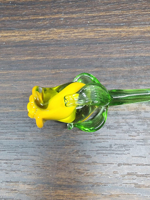 Yellow Glass Rose - Handcrafted Short Stem Flower