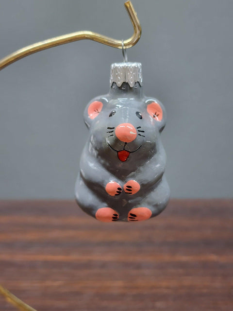 Hand Decorated Glass Keepsake Ornament - Charming Mouse Design