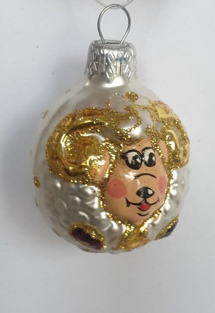 Hand Decorated Glass Keepsake Ornament - Charming Ram Design