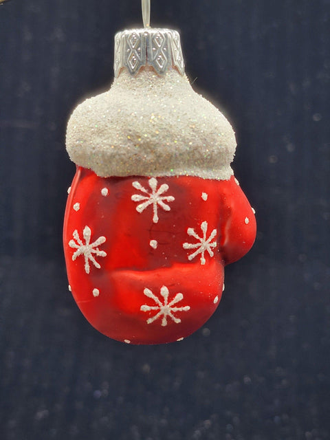 Hand Decorated Glass Keepsake Ornament - Charming Small Mitten Design