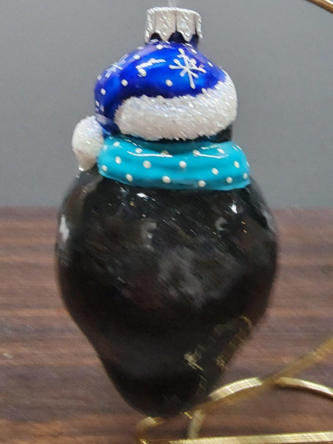 Hand Decorated Glass Keepsake Ornament - Charming Fat Penguin Design