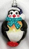 Hand Decorated Glass Keepsake Ornament - Charming Fat Penguin Design