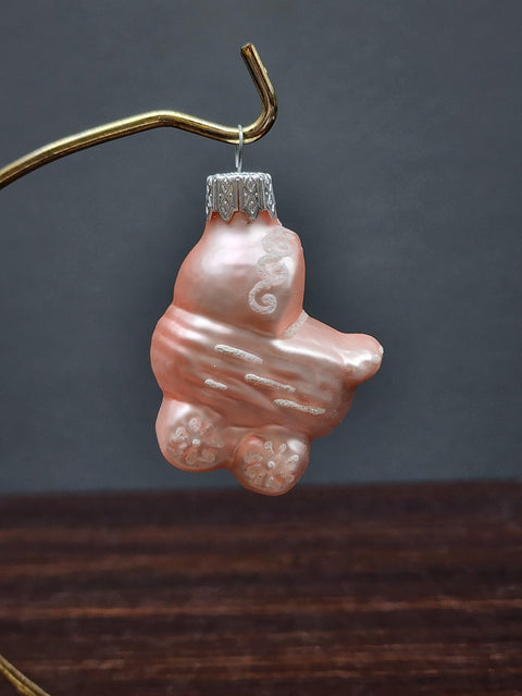 Hand Decorated Glass Keepsake Ornament - Charming Pink Baby Carriage Design