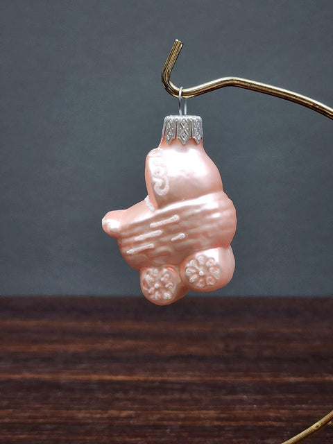 Hand Decorated Glass Keepsake Ornament - Charming Pink Baby Carriage Design