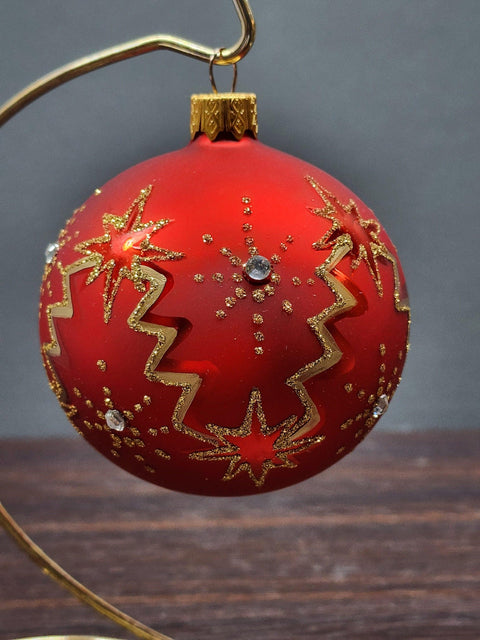 Red Blown Glass Ornament - Handcrafted - Gold Mountains Design