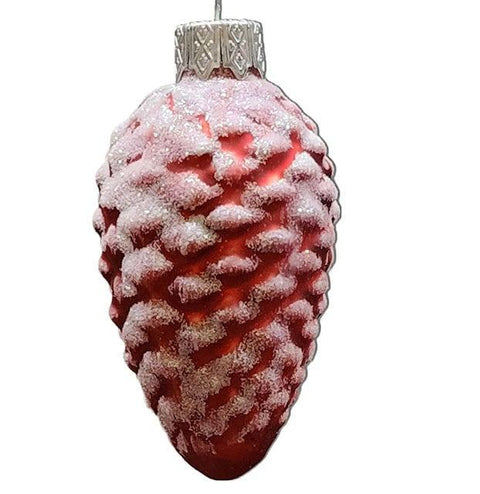 Hand Decorated Glass Keepsake Ornament - Charming Red Pinecone Design