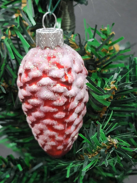 Hand Decorated Glass Keepsake Ornament - Charming Red Pinecone Design