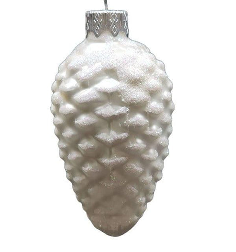 Hand Decorated Glass Keepsake Ornament - Charming Silver Pinecone Design