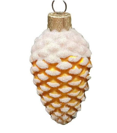 Hand Decorated Glass Keepsake Ornament - Charming Gold Pinecone Design