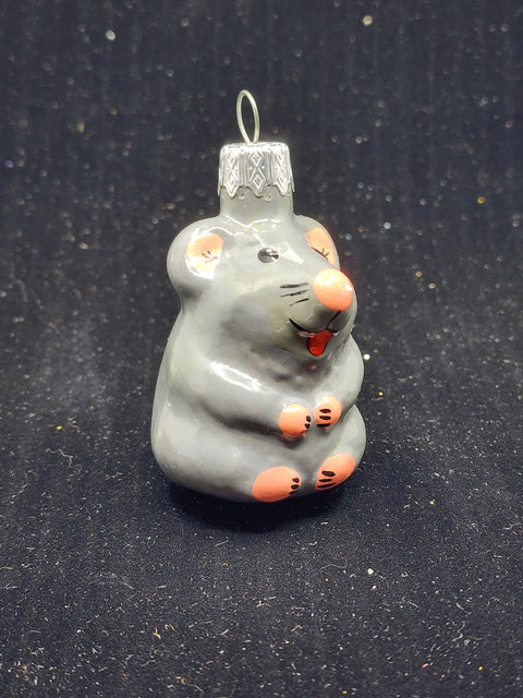 Hand Decorated Glass Keepsake Ornament - Charming Mouse Design