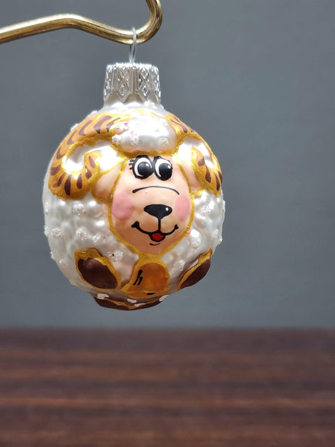 Hand Decorated Glass Keepsake Ornament - Charming Ram Design