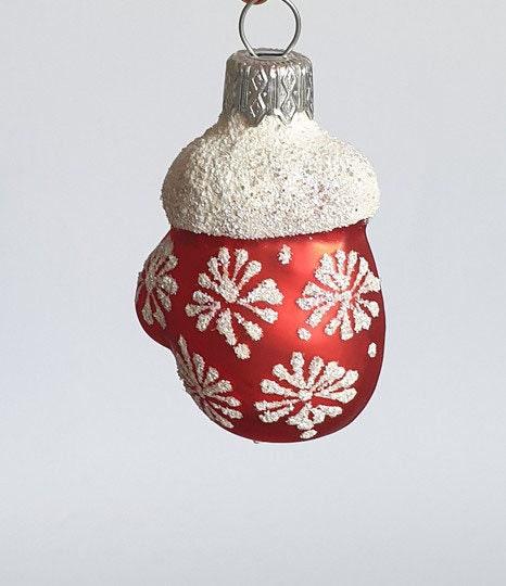 Hand Decorated Glass Keepsake Ornament - Charming Small Mitten Design