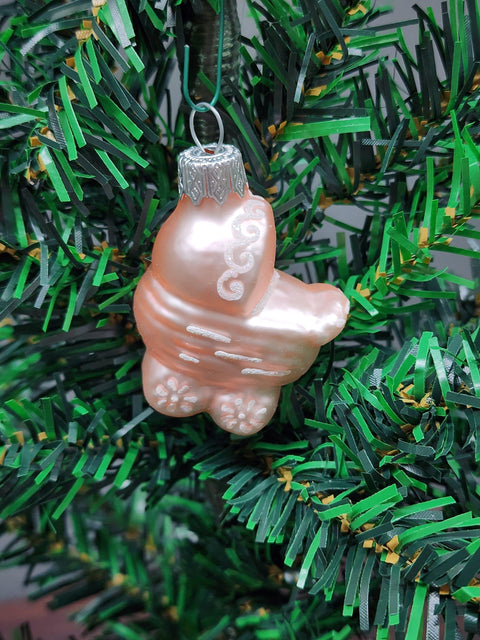 Hand Decorated Glass Keepsake Ornament - Charming Pink Baby Carriage Design