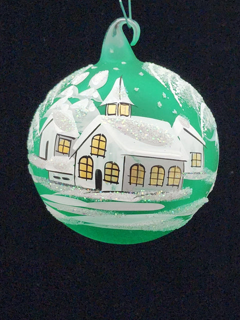 Glass Ornament Winter Cottage