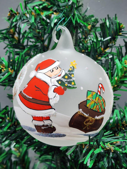 Glass Ornament Santa Design