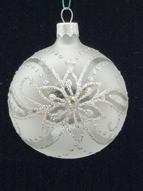 Frosted Blown Glass Ornament - Handcrafted - Modern Design