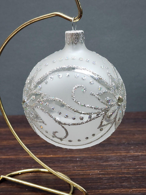 Frosted Blown Glass Ornament - Handcrafted - Modern Design