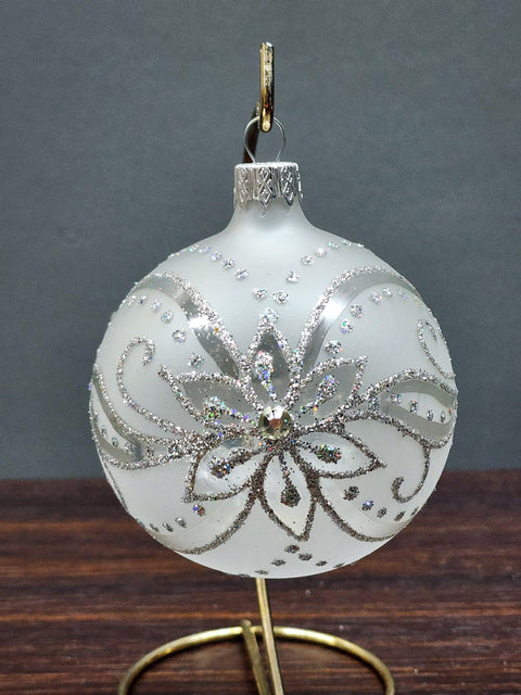 Frosted Blown Glass Ornament - Handcrafted - Modern Design