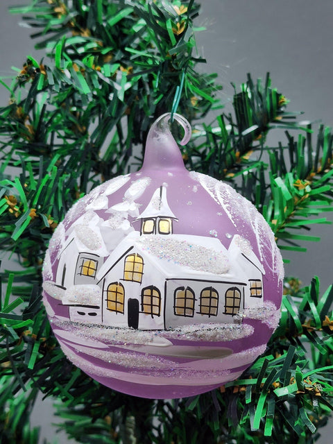 Glass Ornament Winter Cottage