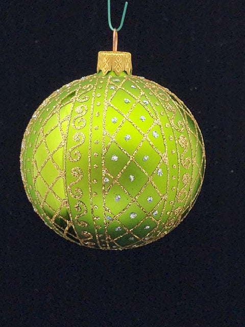 Green Blown Glass Ornament - Handcrafted - Hand Made - Modern Design