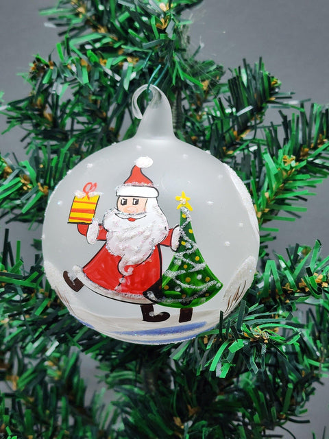 Glass Ornament Santa Design