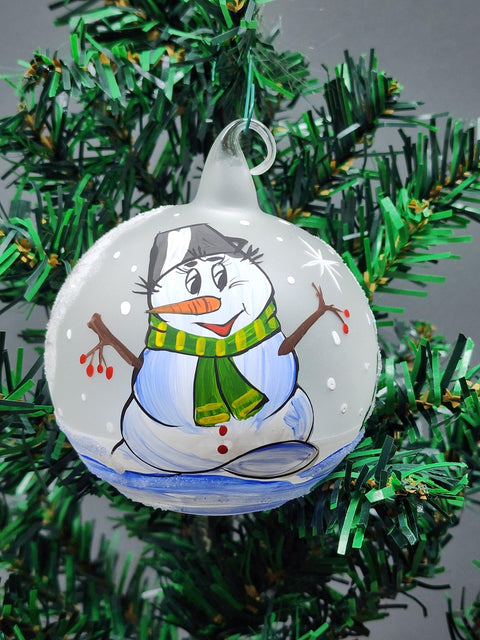 Glass Ornament Snowman Design